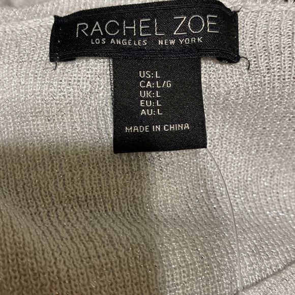 RACHEL ZOE Sweater Dress Silver Shimmer Bodycon Pull Over L event holiday soft - Picture 5 of 8